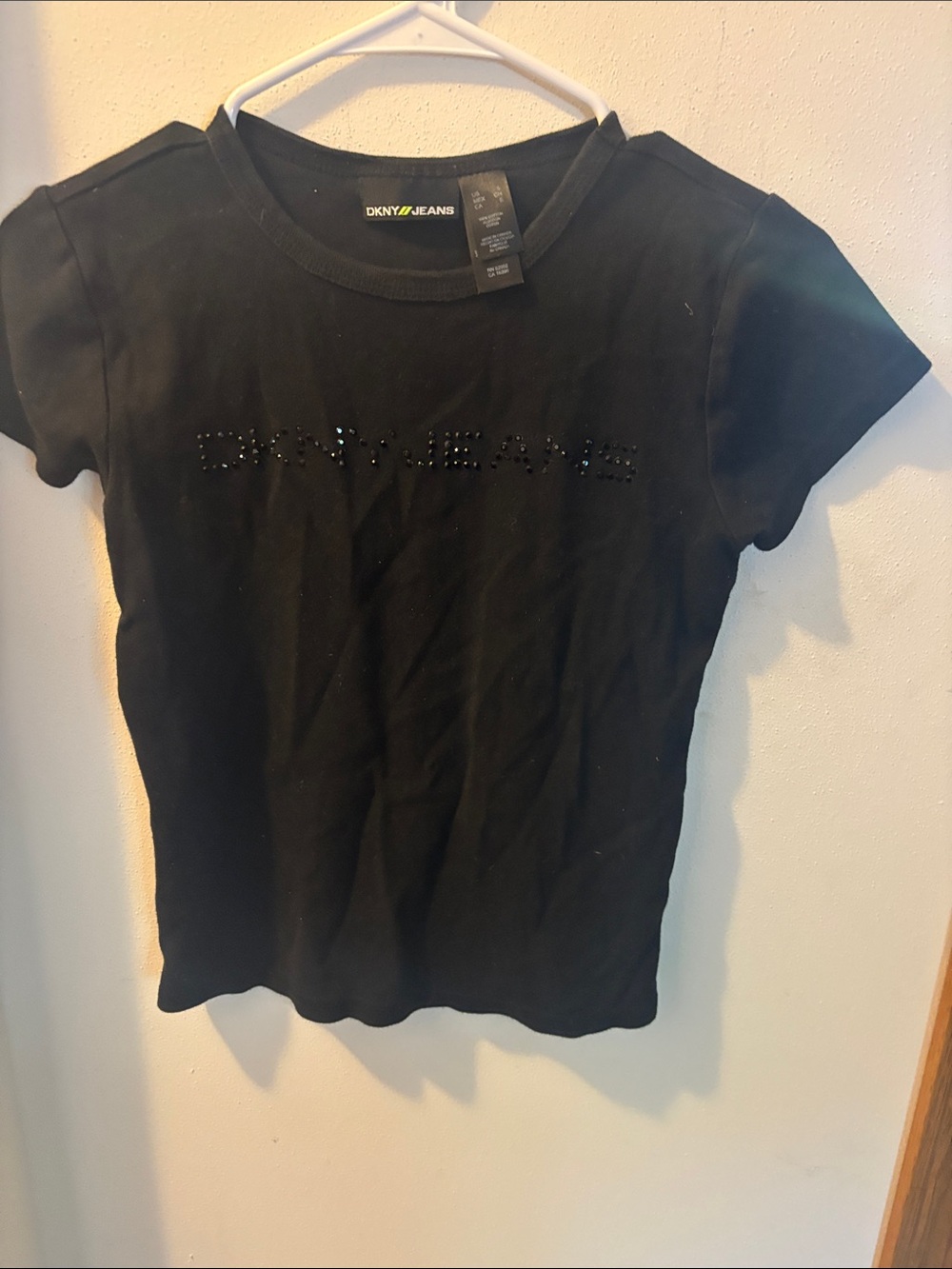DKNY Black Short Sleeve Tee with Studded Logo size S